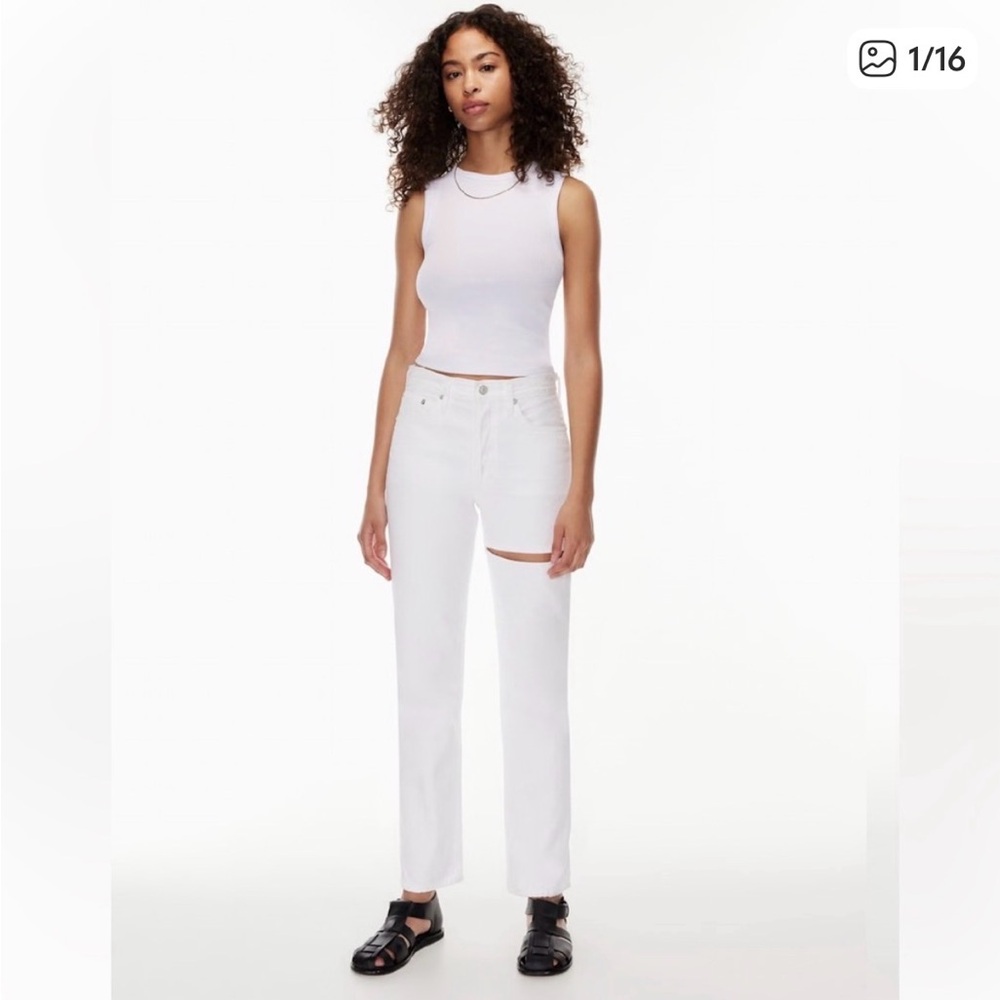 Agolde Lana Slice White Organic Cotton Straight Leg Jeans, Size 25, like new